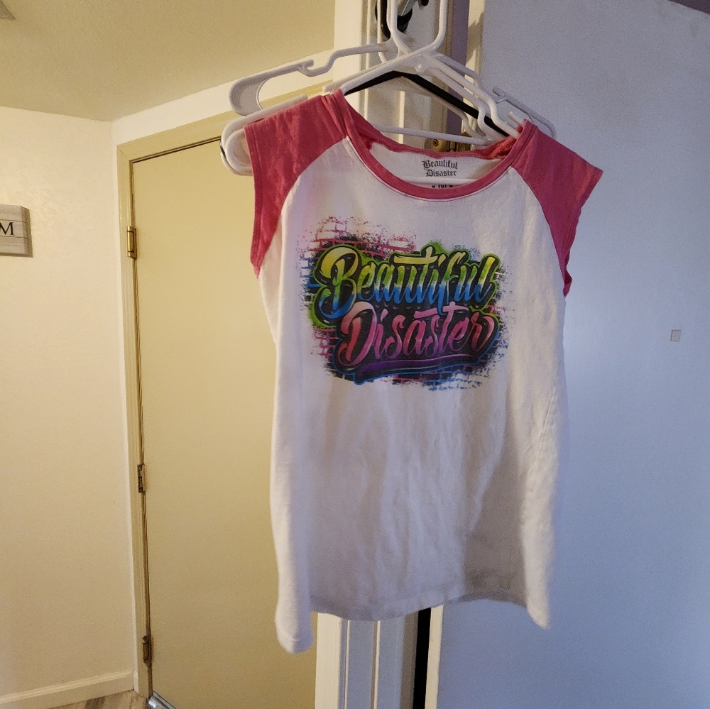 Pink and White Graphic Tee